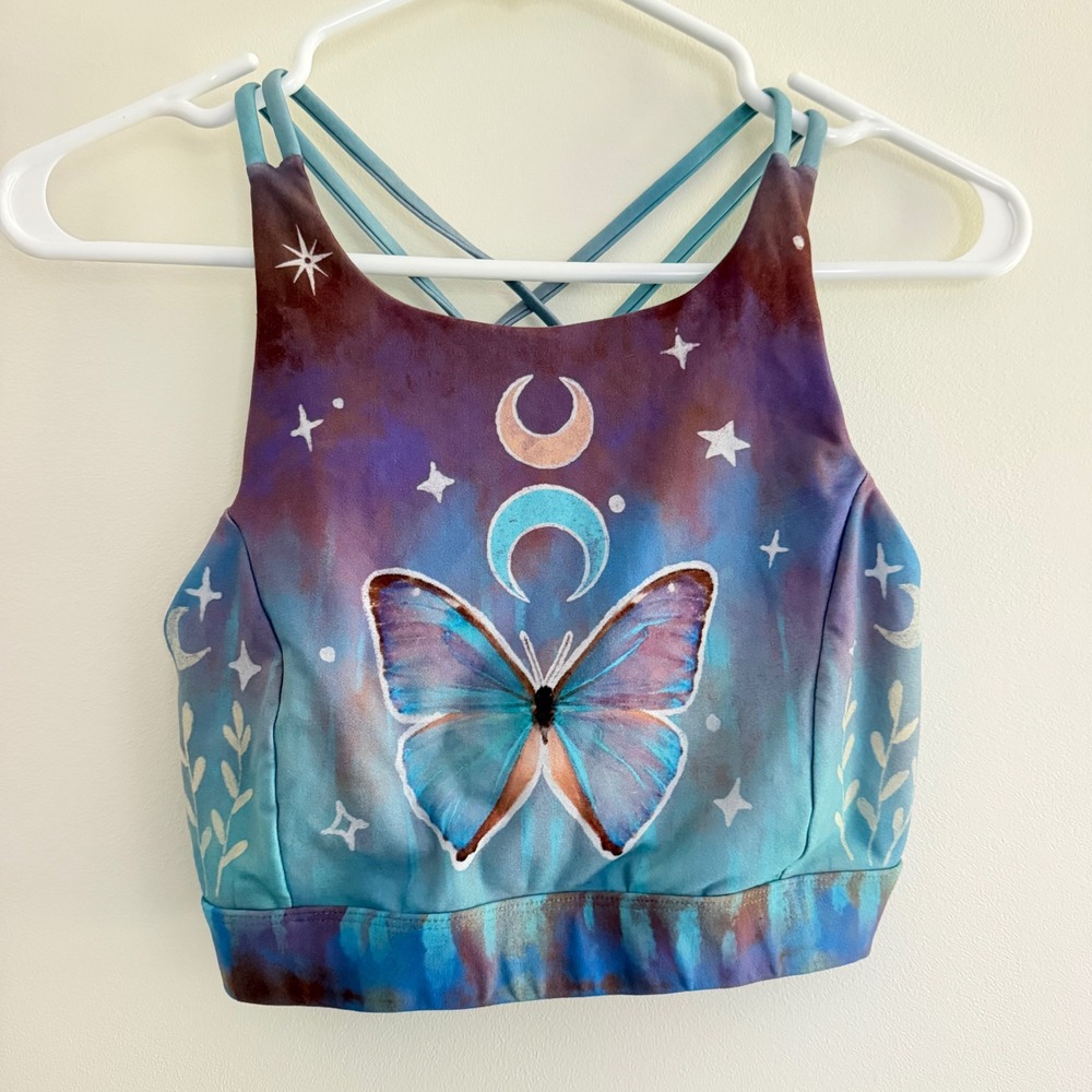 Silverwind Butterfly Yoga Pilates Dreamy Flight Criss Cross Tank Top Bra Large